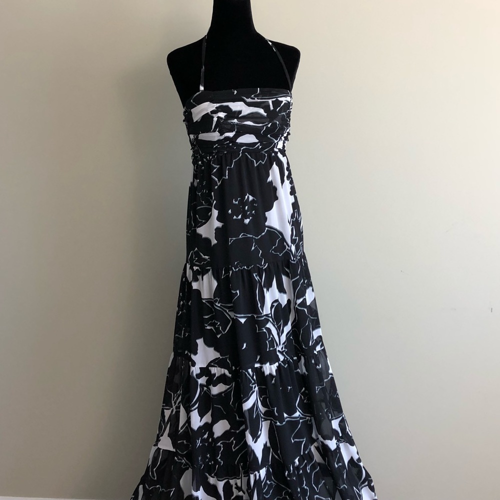 The Limited black floral maxi chiffon dress size 2